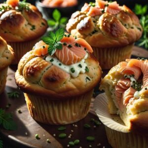 Słone muffiny z łososiem